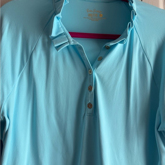 EUC LILLY PULITZER Bali Blue Meryl Nylon Pique Polo UPF 50+ Long-Sleeve Size XL - Picture 3 of 10